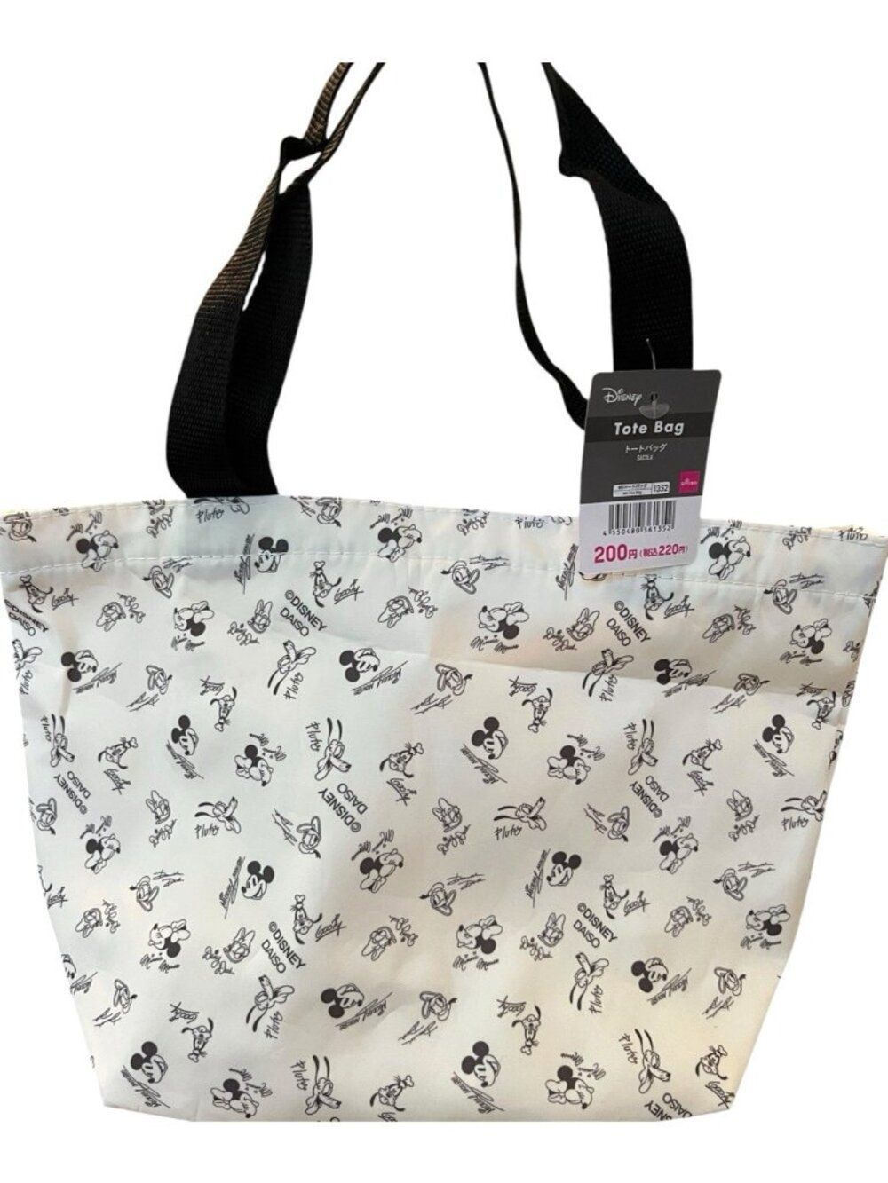 Disney Mickey Minnie Pluto Donald Daisy Small Reusable Vinyl Tote Bag Pocket NWT